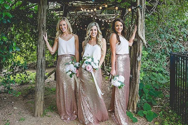 Two Piece Spaghetti Straps Bridesmaid Dresses, Shinning Gold Rose Bridesmaid Dresses,Cheap Bridesmaid Dresses,WGY0266