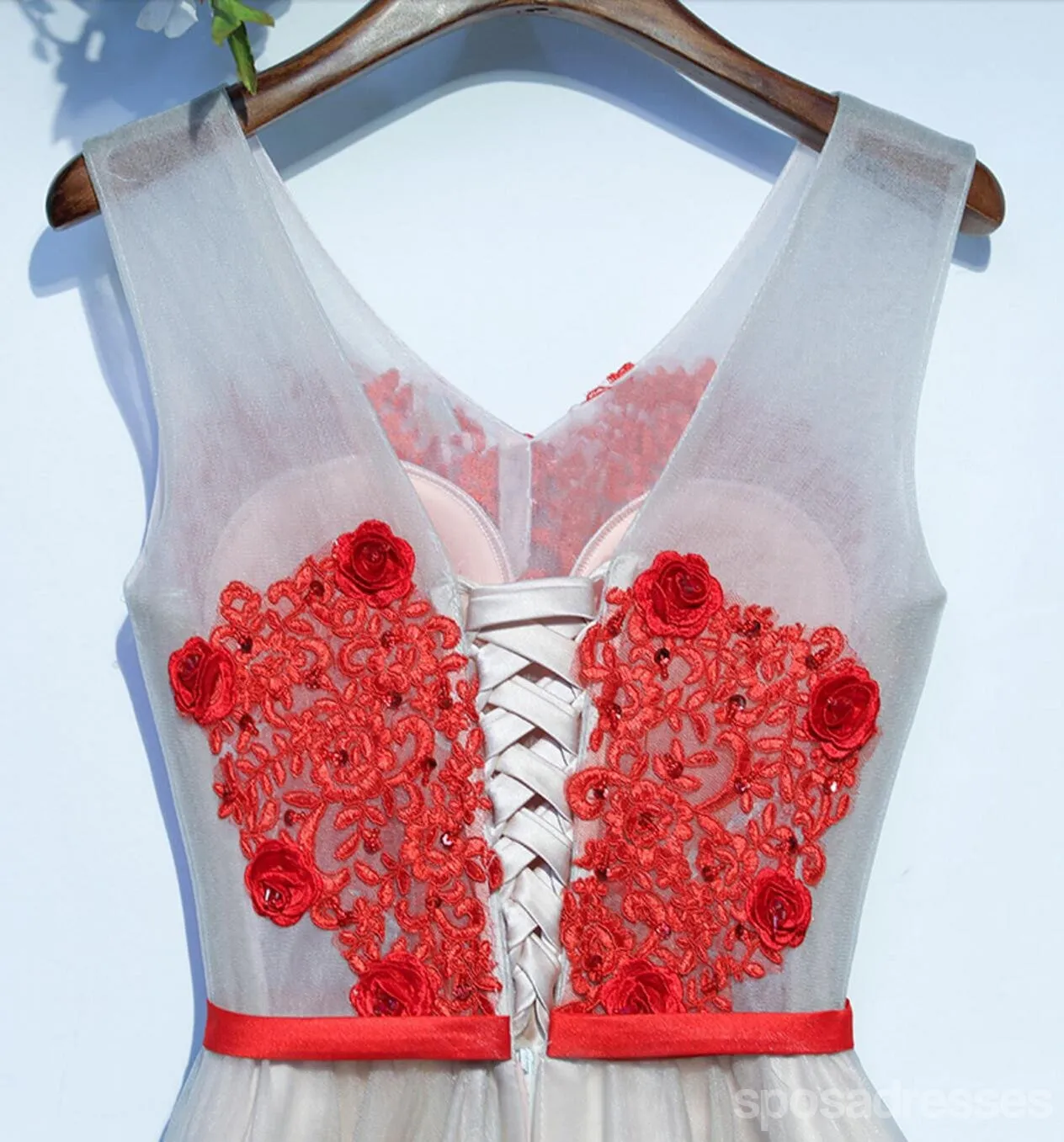 Two Straps V Neckline Red Lace Tulle Homecoming Prom Dresses, Affordable Corset Back Short Party Prom Dresses, Perfect Homecoming Dresses, CM243