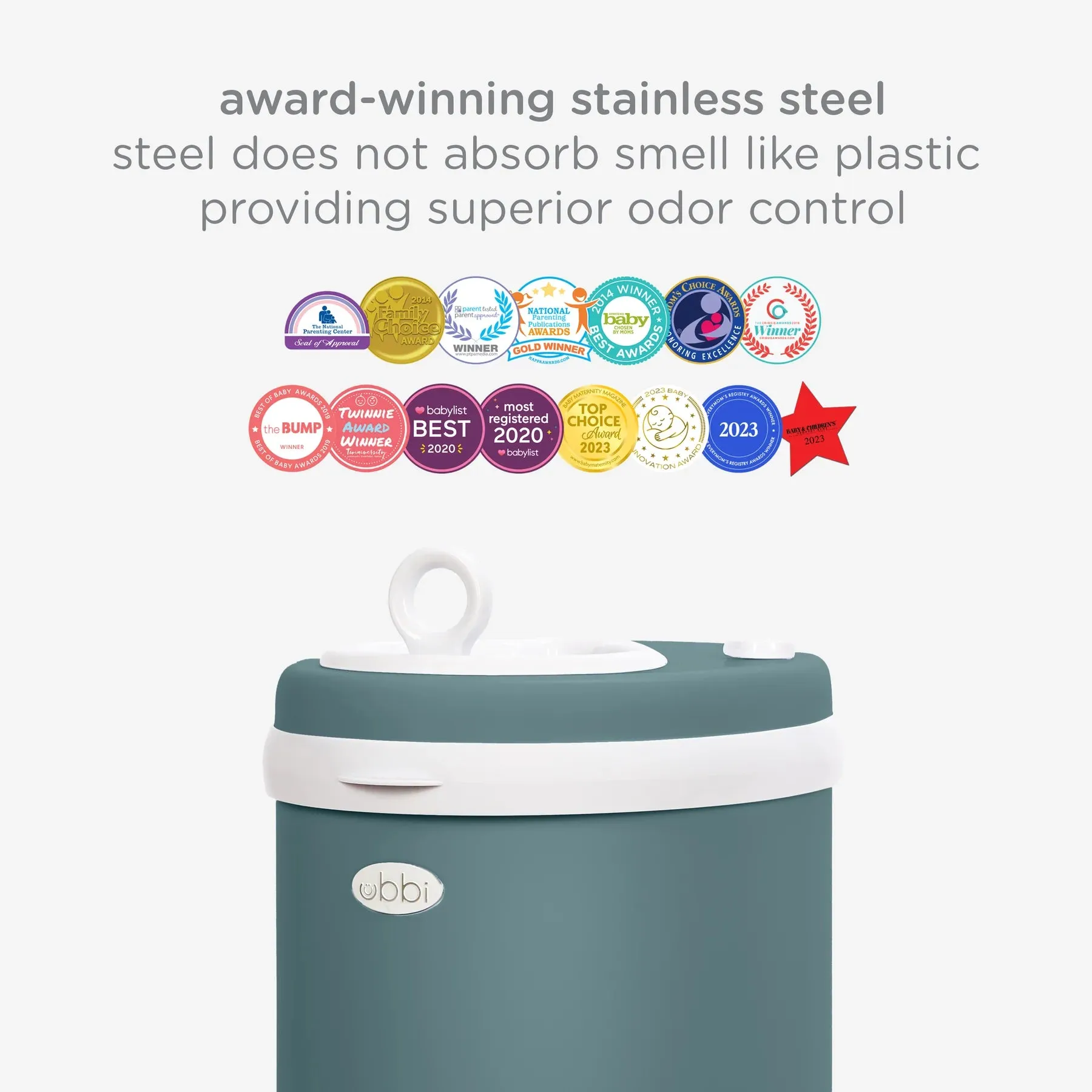 Ubbi Diaper Pail   Matte Open Water Bottle Bundle | Durable, Practical & Stylish