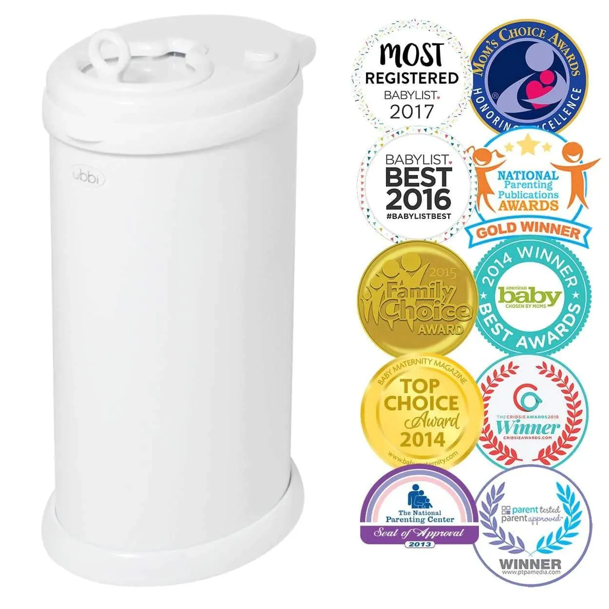 Ubbi Diaper Pail   Matte Open Water Bottle Bundle | Durable, Practical & Stylish