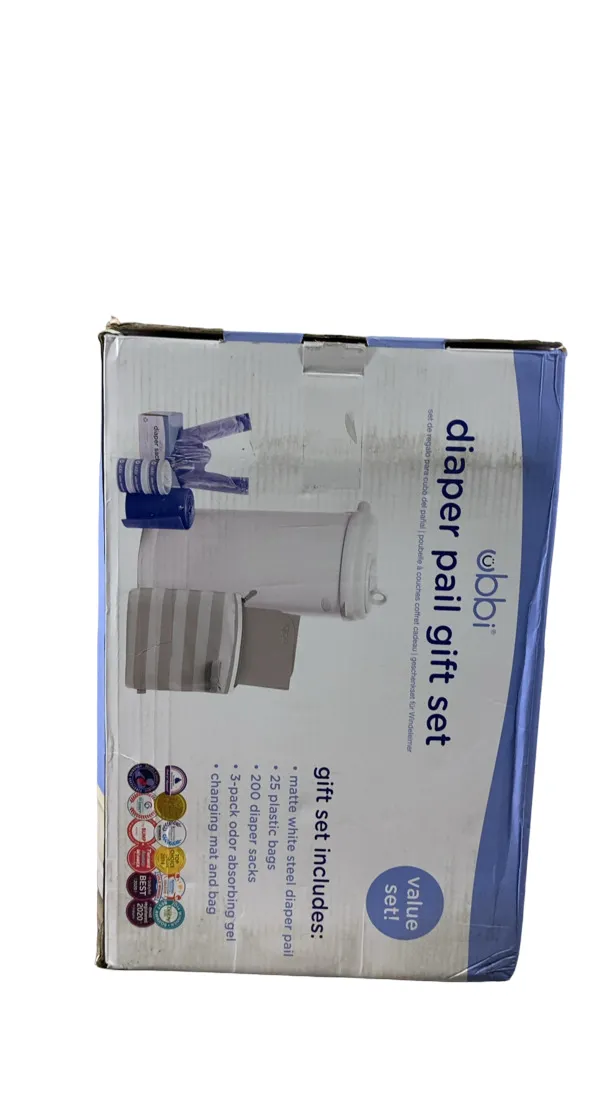Ubbi Diaper Pail Value Gift Set, Matte White