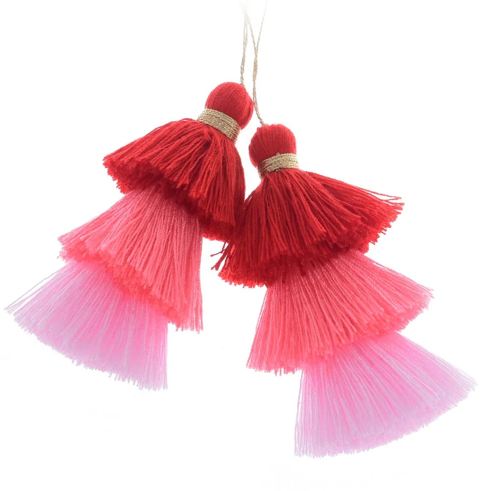 Umbre Puffy Tassels Triple Fringe Jewelry Pendants Tassels for jewelry making Earrings Necklace,2pcs/lot