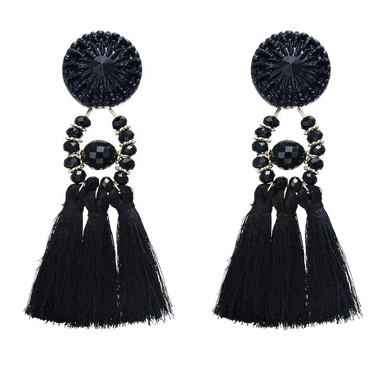 Venice Black Tassel Earrings