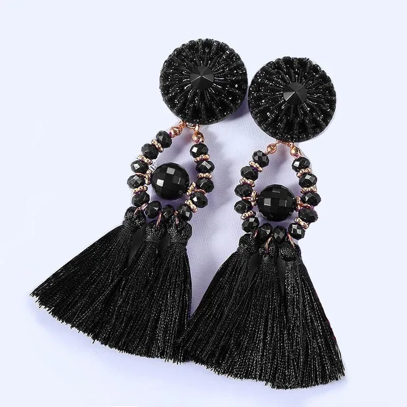 Venice Black Tassel Earrings