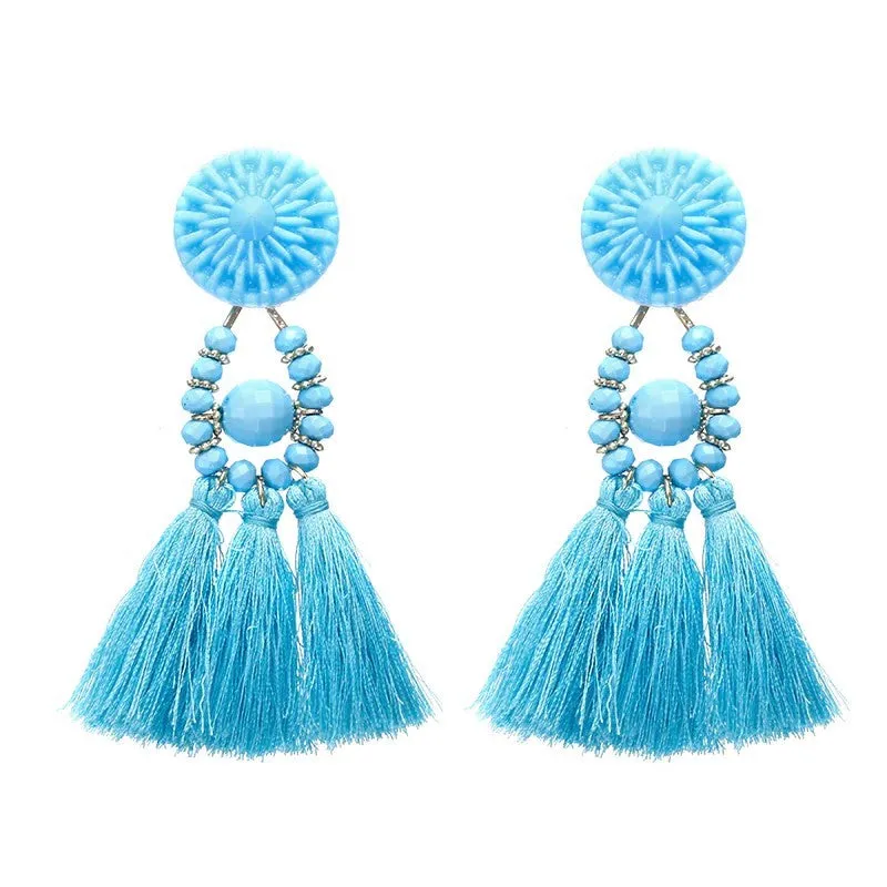Venice Sky-Blue Tassel Earrings