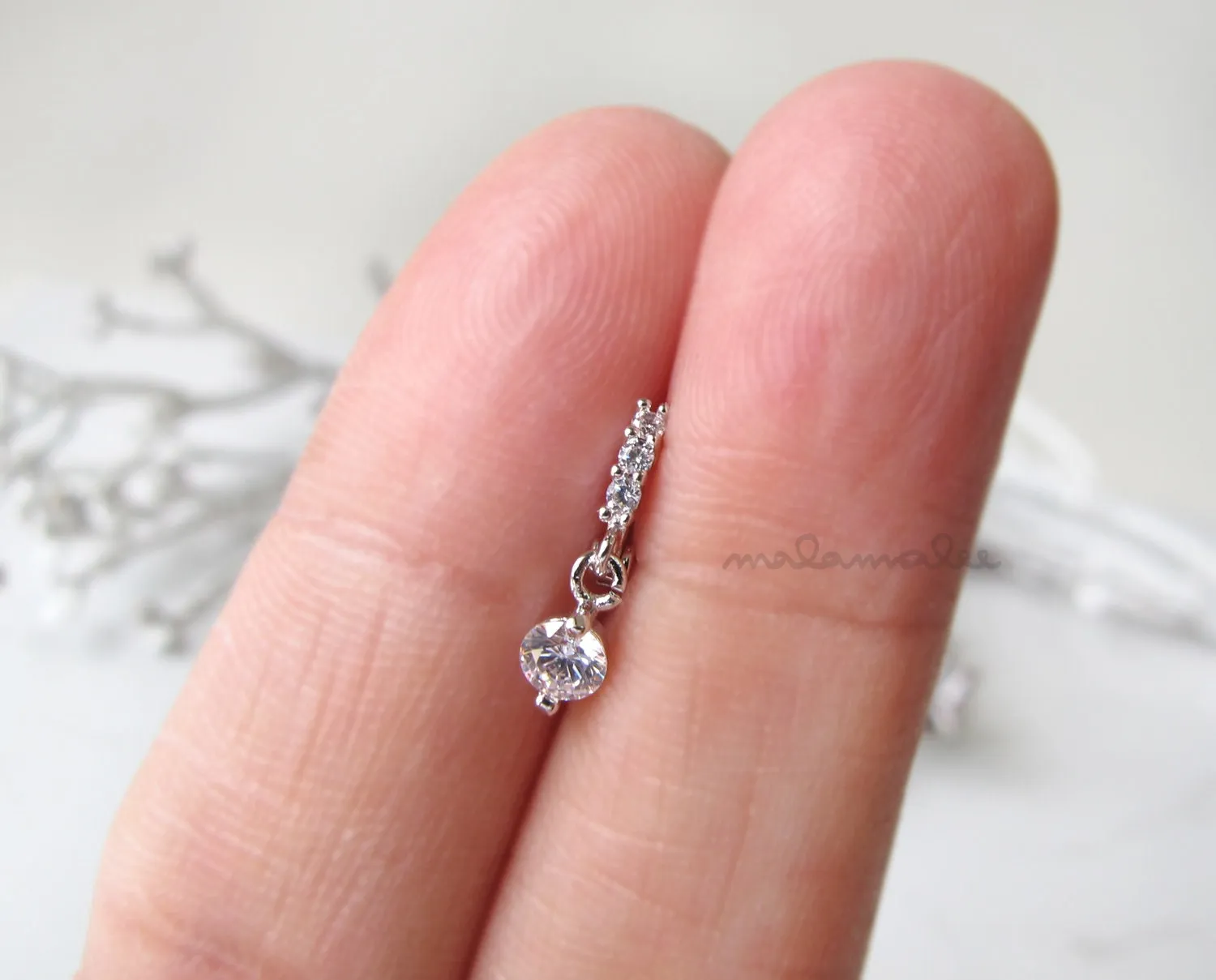 Very Tiny 5mm Huggie Hoop, Gem Drop Hoop