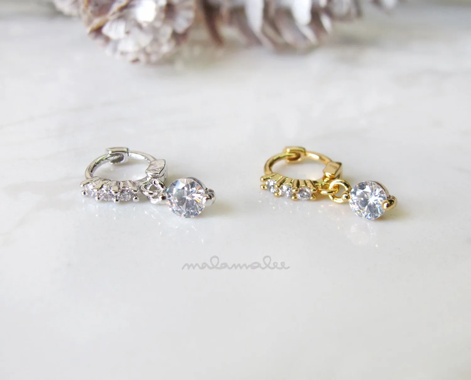 Very Tiny 5mm Huggie Hoop, Gem Drop Hoop