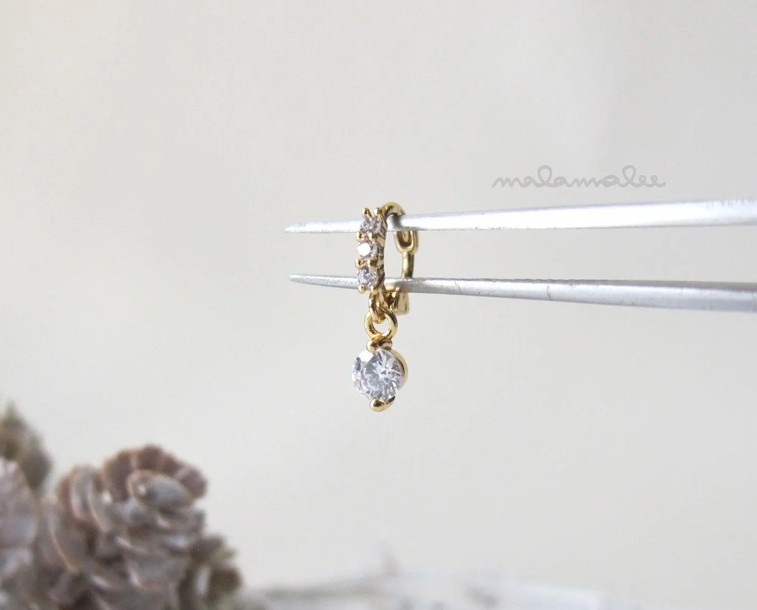 Very Tiny 5mm Huggie Hoop, Gem Drop Hoop