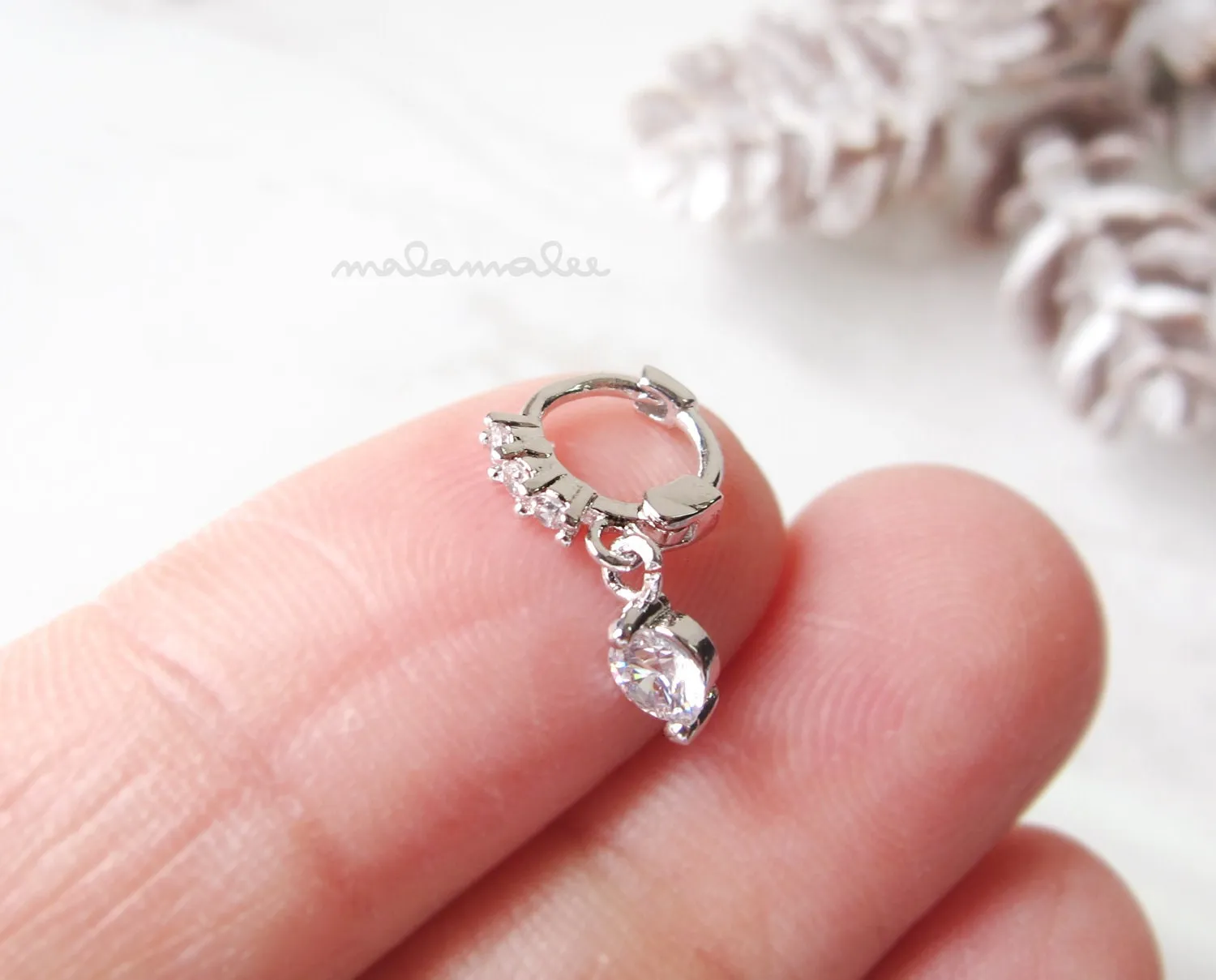 Very Tiny 5mm Huggie Hoop, Gem Drop Hoop