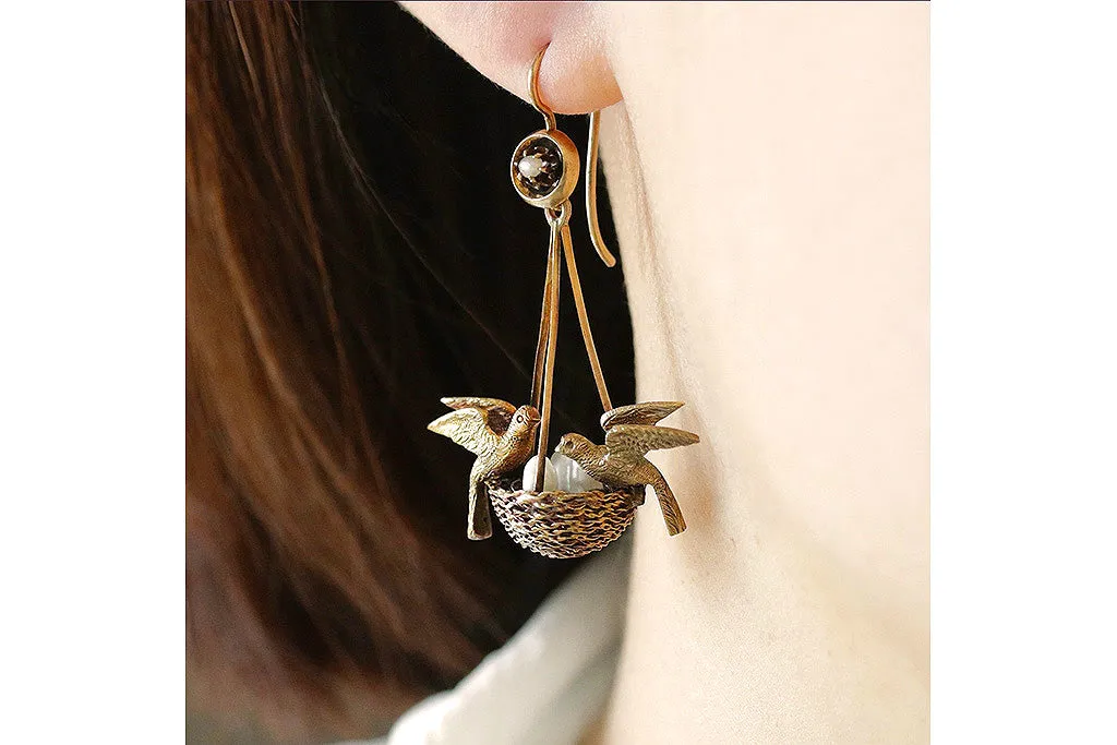 Victorian 'Nesting Birds' Earrings