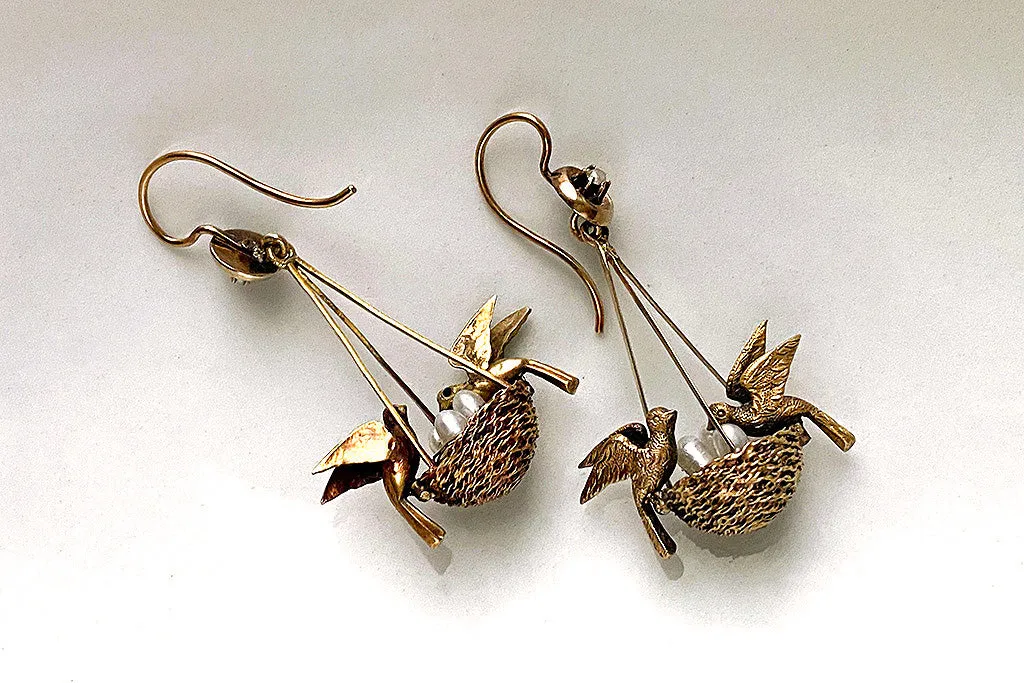 Victorian 'Nesting Birds' Earrings