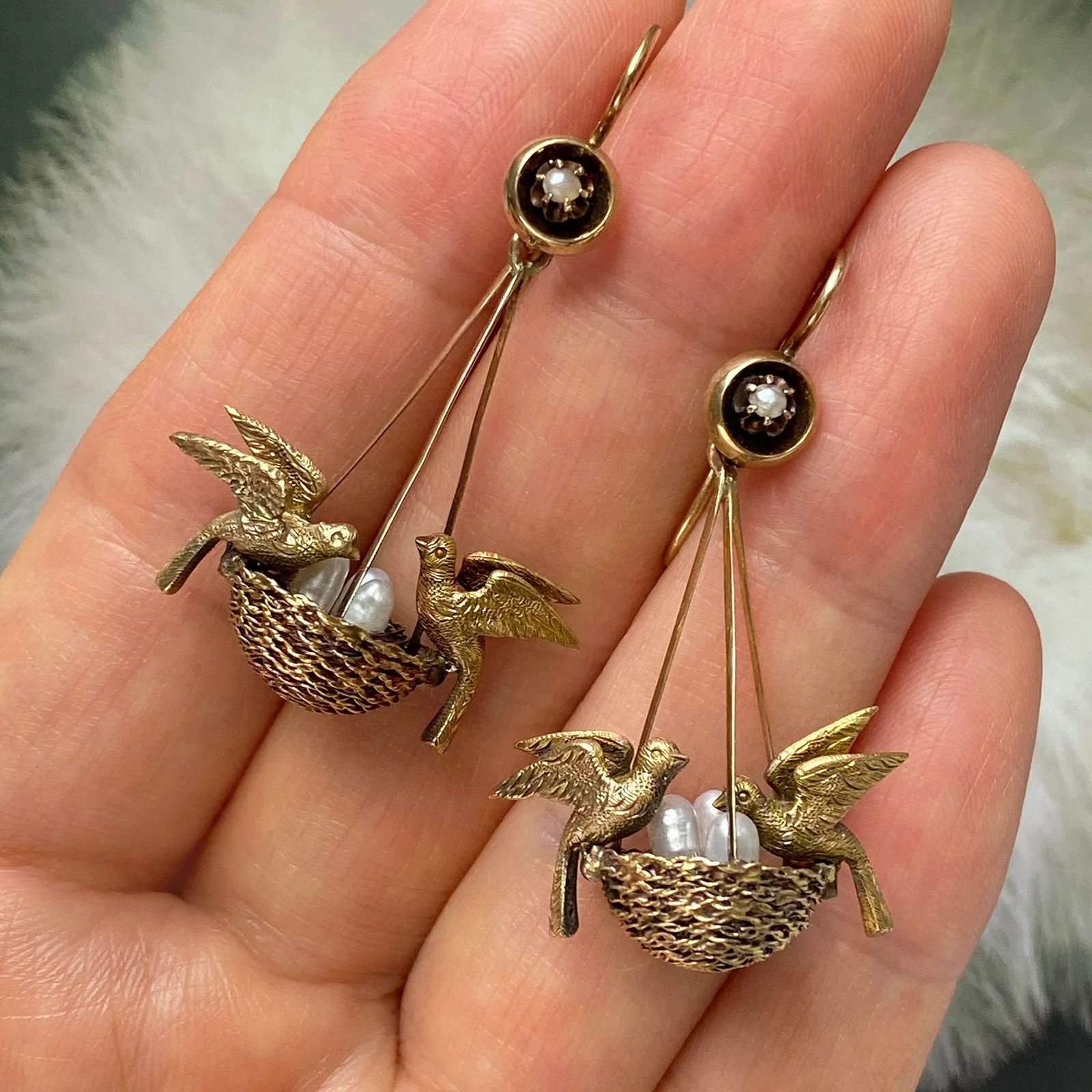 Victorian 'Nesting Birds' Earrings
