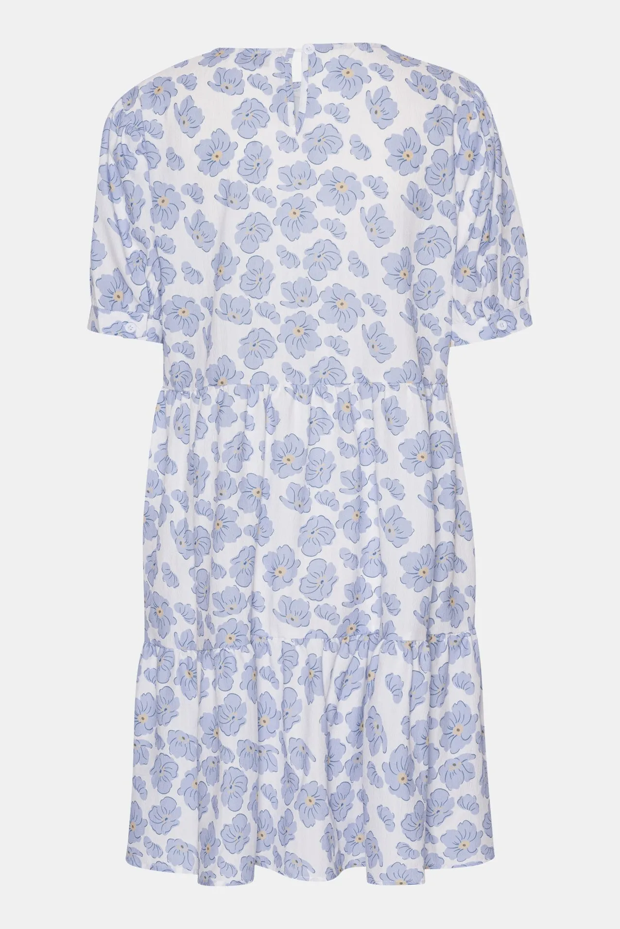 VilmaIC Kjole - Hvid Blå Blomsterprint