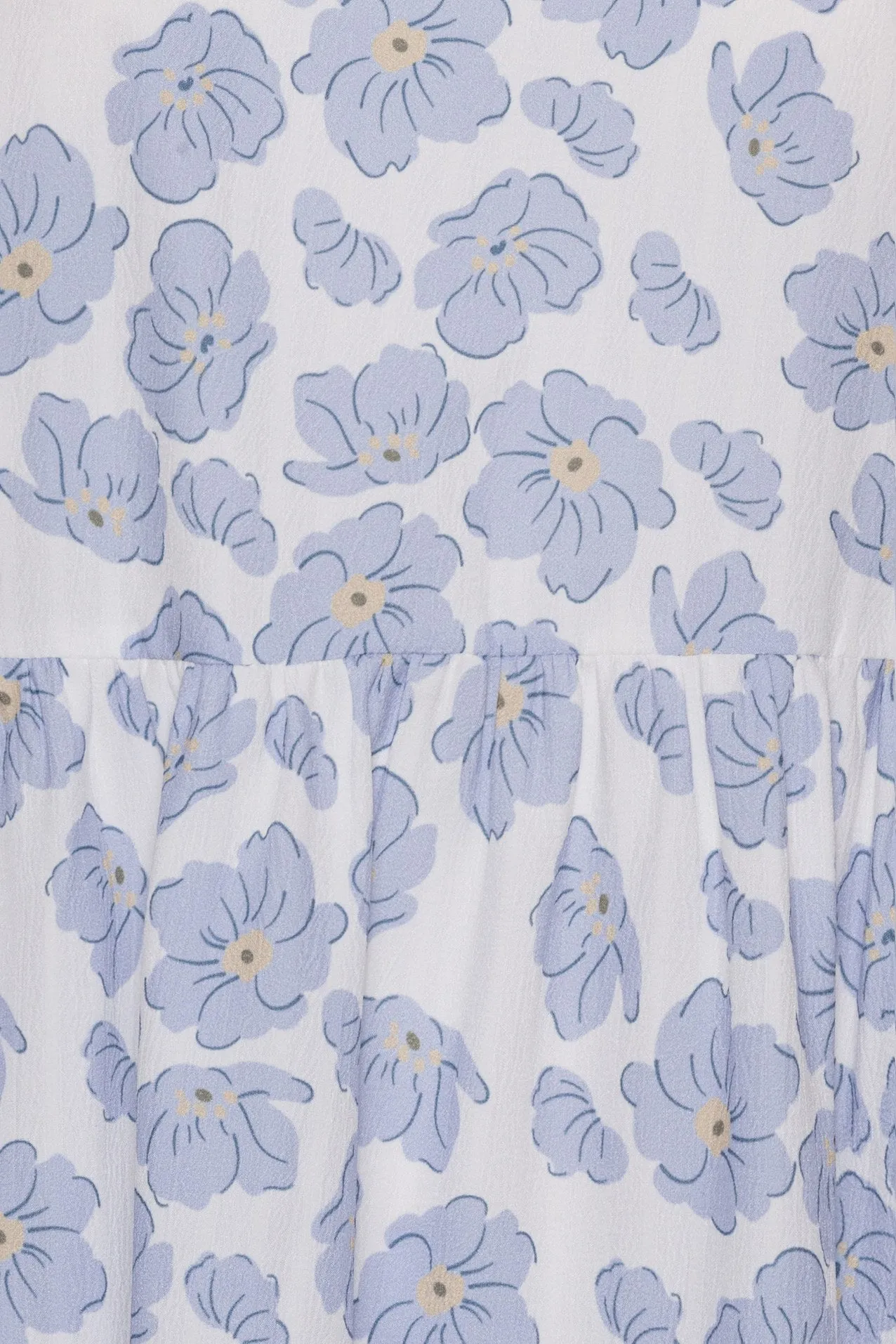 VilmaIC Kjole - Hvid Blå Blomsterprint