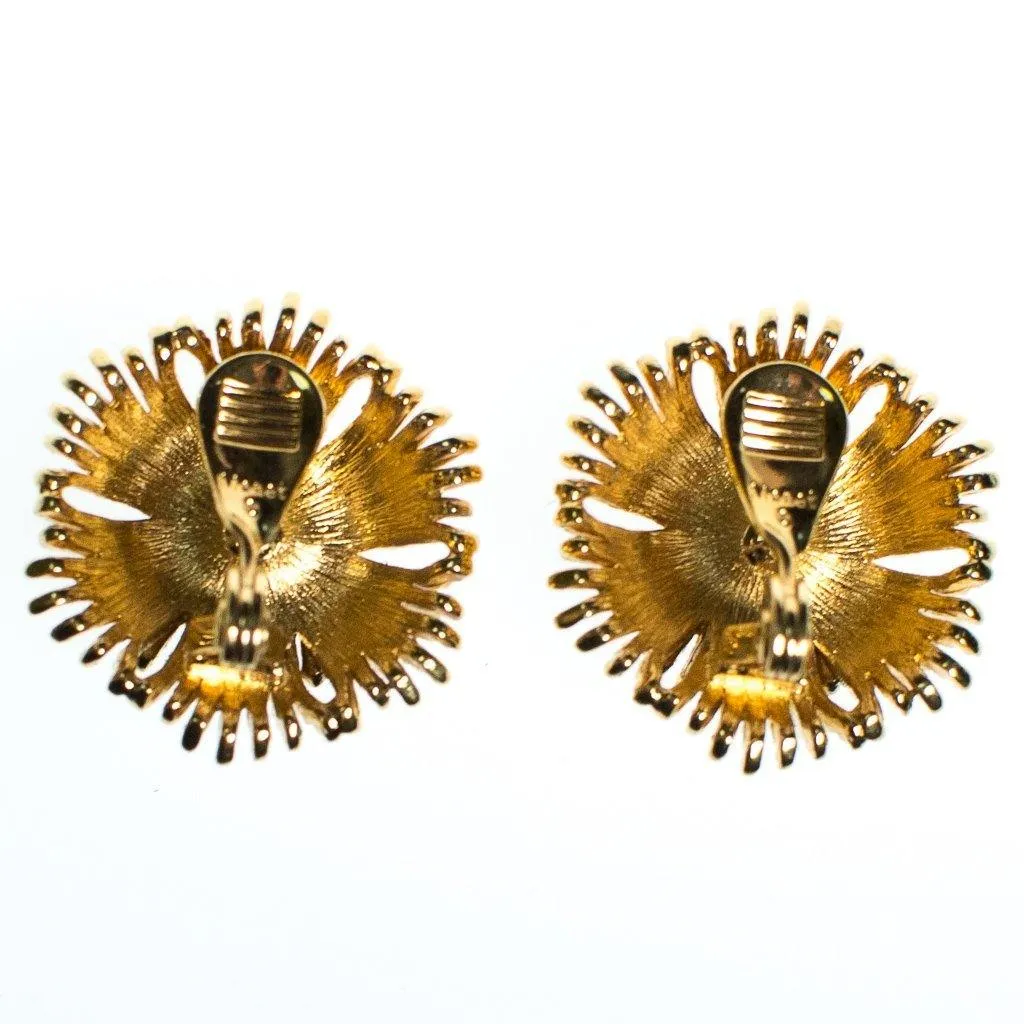 Vintage 1960s Retro Glam Monet Fringed Tassel Design Gold Statement Earrings