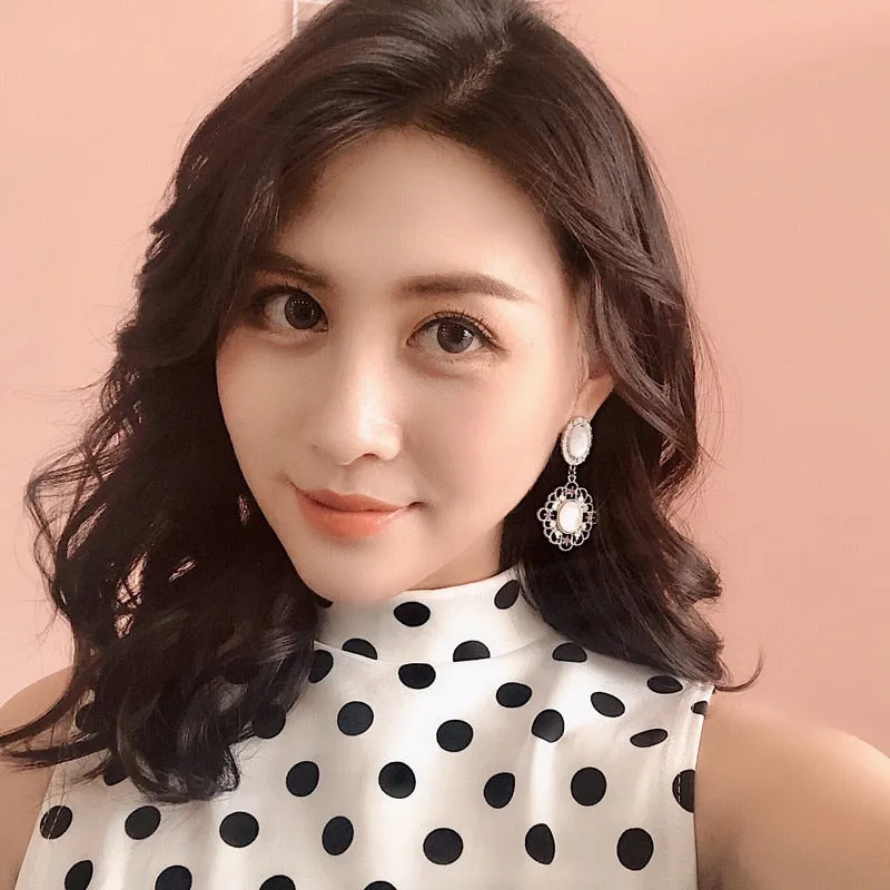 Vintage Flower Fashion Drop Earrings