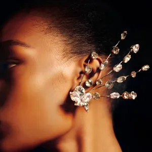 Vintage Luxury Rhinestone Geometric Crystal Tassel Stud Earrings