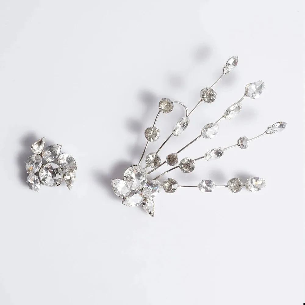 Vintage Luxury Rhinestone Geometric Crystal Tassel Stud Earrings