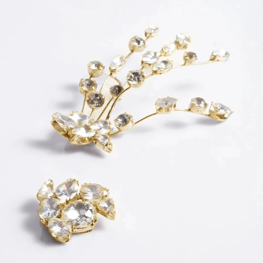 Vintage Luxury Rhinestone Geometric Crystal Tassel Stud Earrings