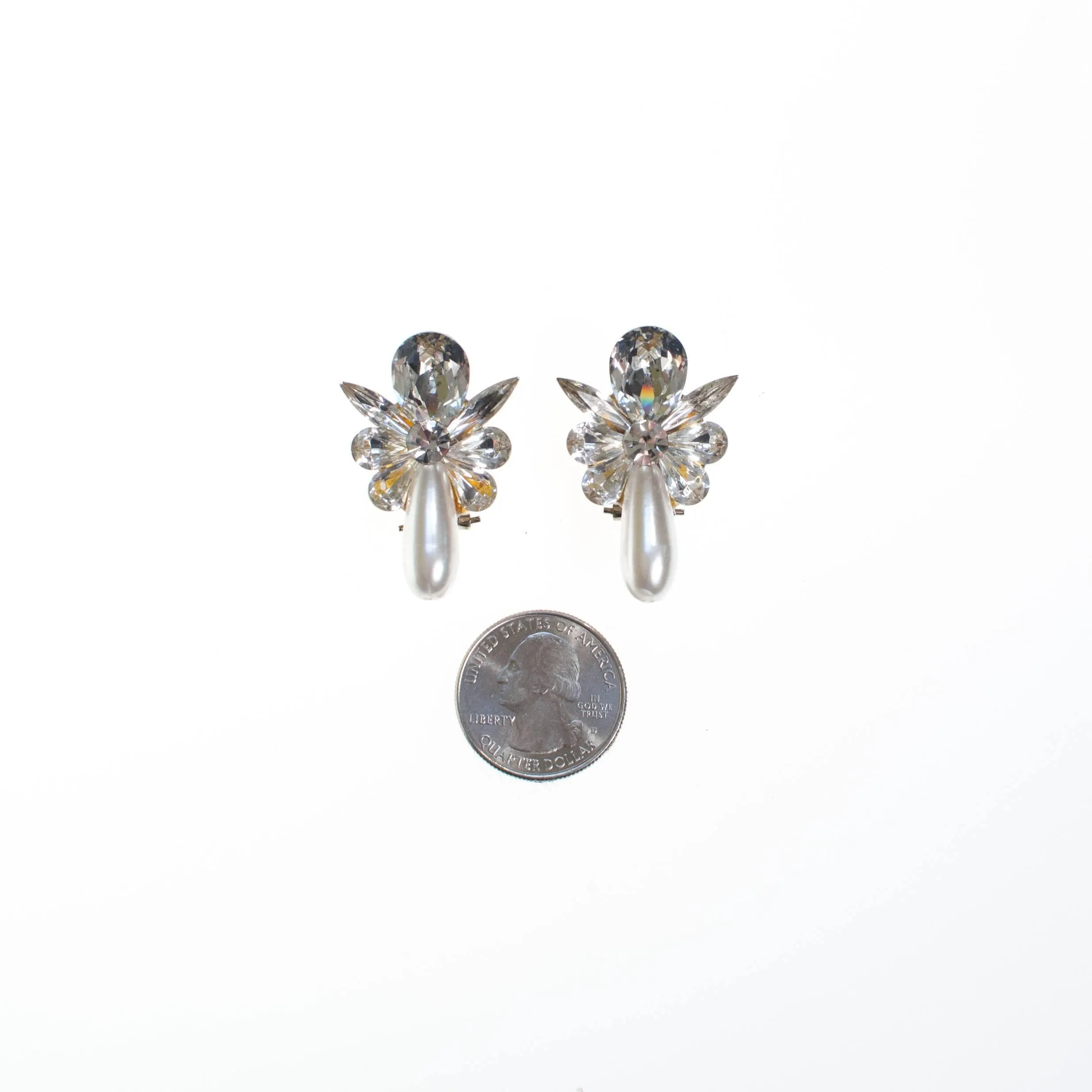 Vintage Rhinestone and Faux Pearl Statement Earrings