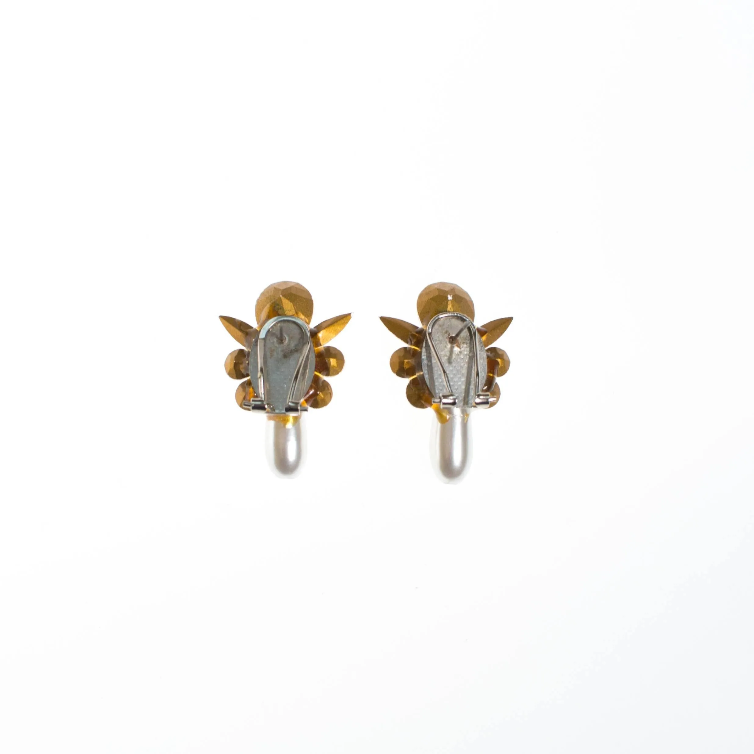 Vintage Rhinestone and Faux Pearl Statement Earrings