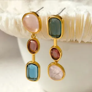 Vintage Temperament Colored Glass Dangle Earrings