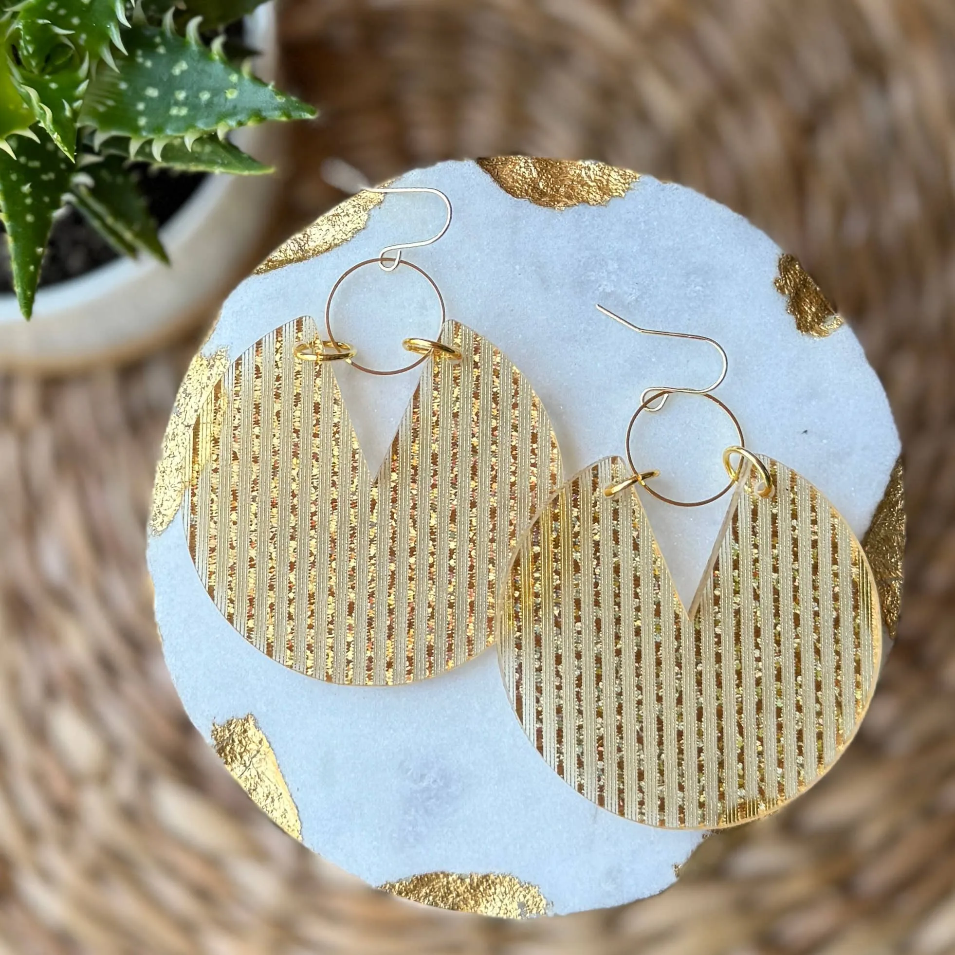 Viv - Gold Ribbon Acrylic Statement Earrings