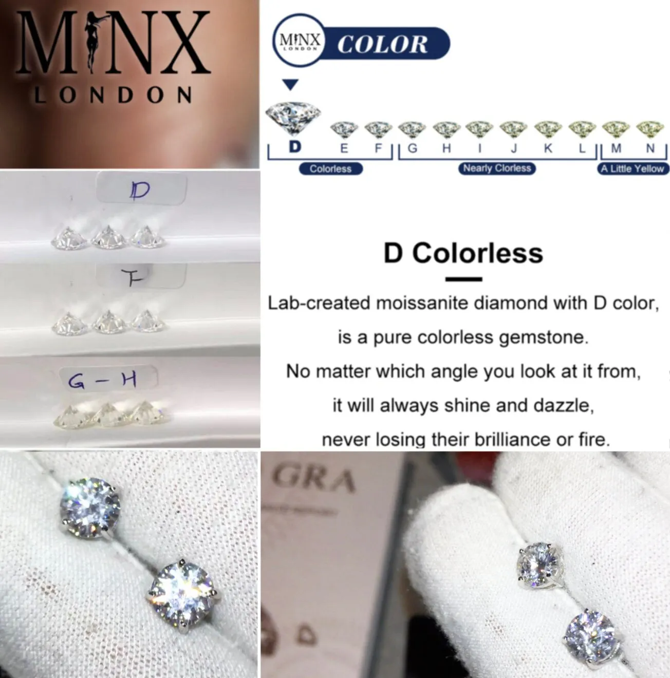 VVS1 Round Diamond Ear Studs | Moissanite Diamond Ear Studs | Iced Out Ear Studs | Diamond Ear Studs | Moissanite Earrings | Ear Studs