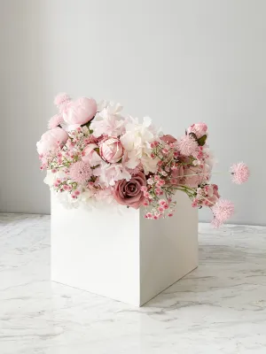 Water Resistant Square Flower/Gift Bag In Pink, White, And Grey Color