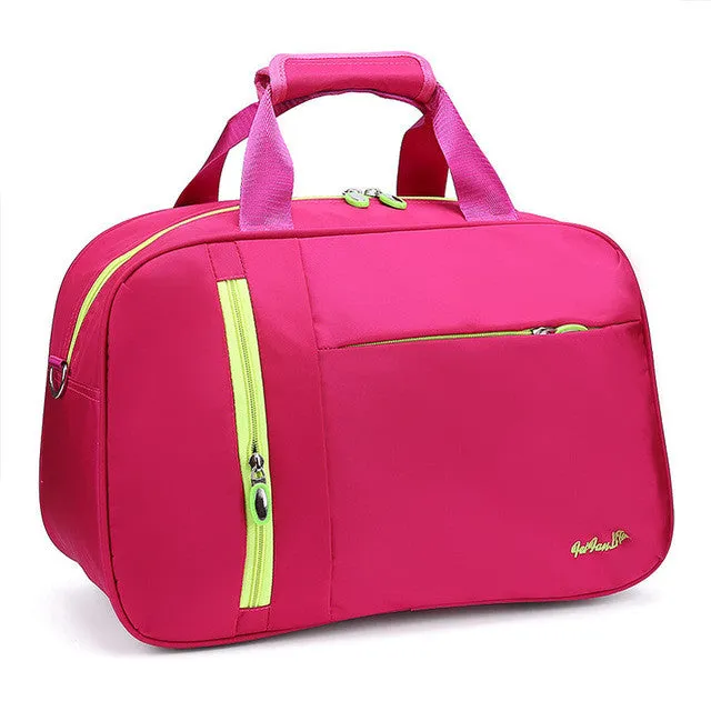 Waterproof Women's Nylon Tote Travel Bag  - Black/Purple/Rose Red/Sky Blue