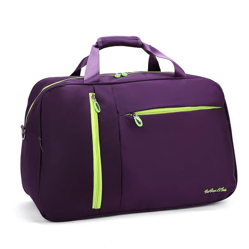 Waterproof Women's Nylon Tote Travel Bag  - Black/Purple/Rose Red/Sky Blue