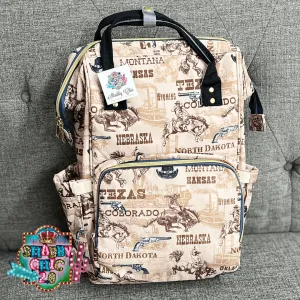 Western Print Diaper Bag Backpack