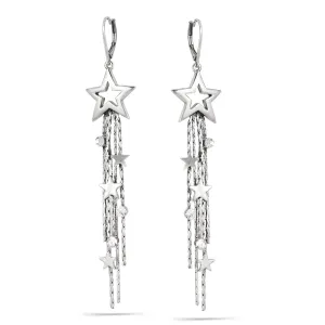 WHITE CRYSTAL STAR TASSEL EARRINGS #200SV3201 (5D1)