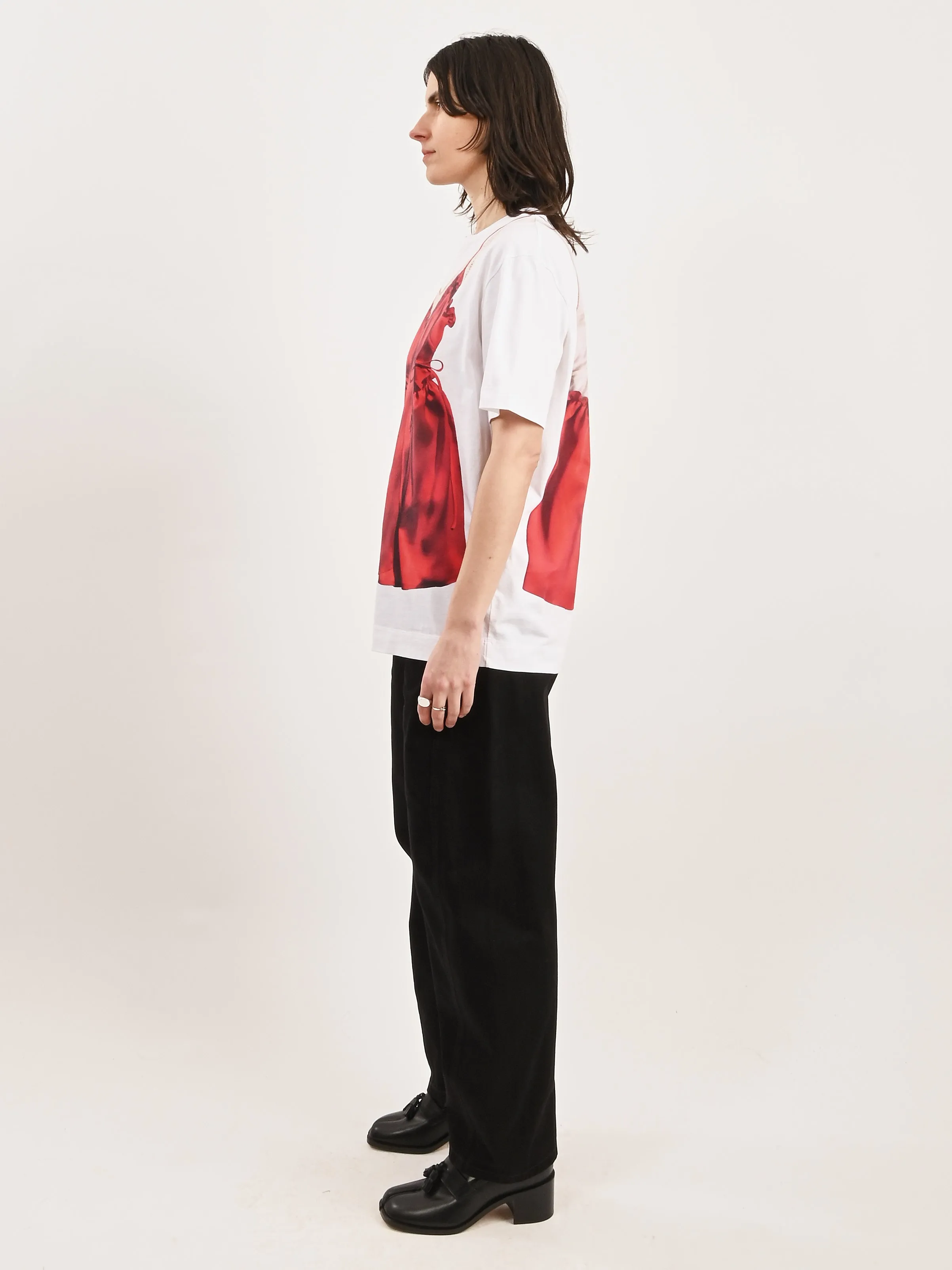 White Negligee Trompe L'Oeil Print S/S T-Shirt