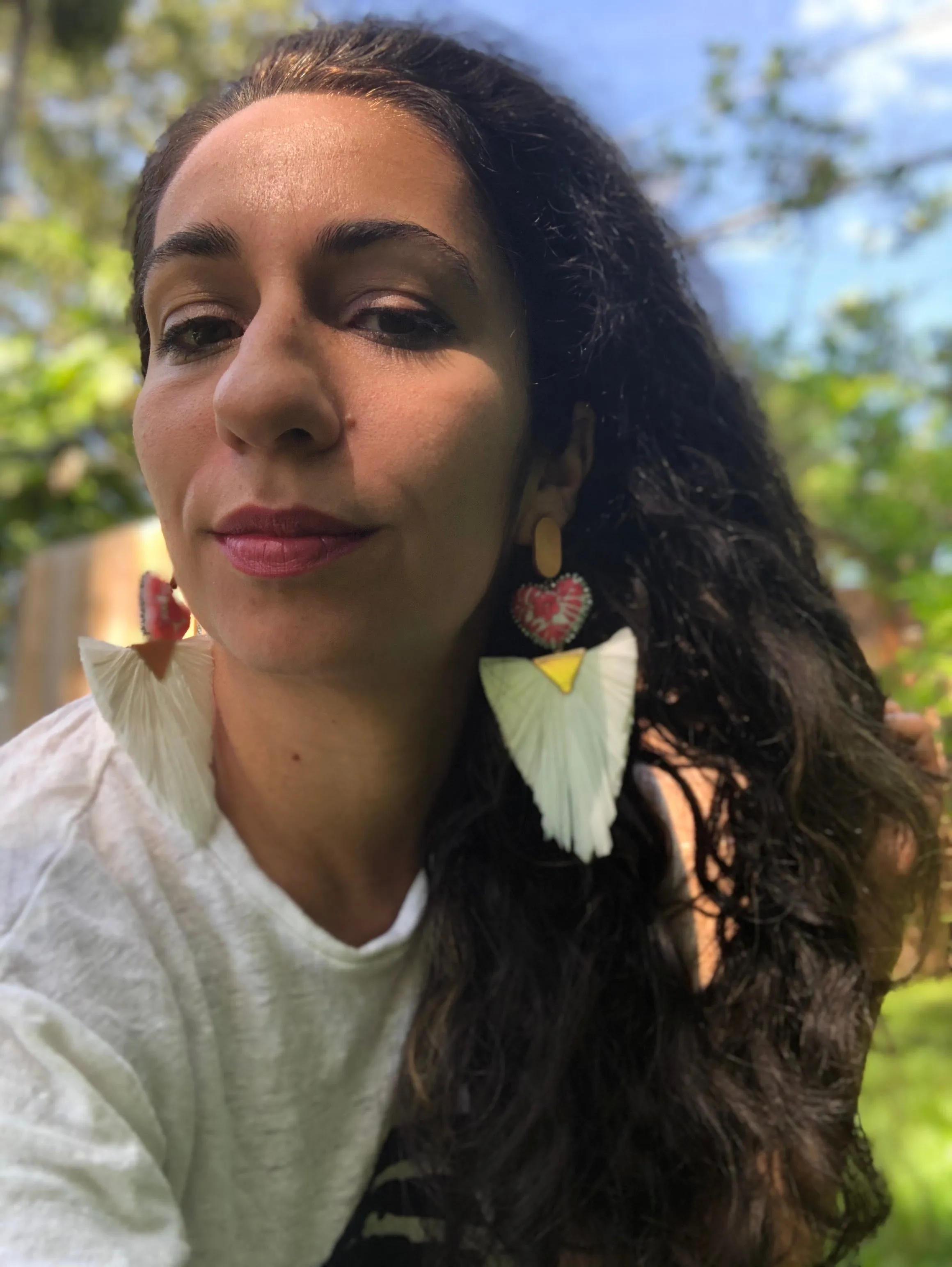 White Raffia Statement Earrings