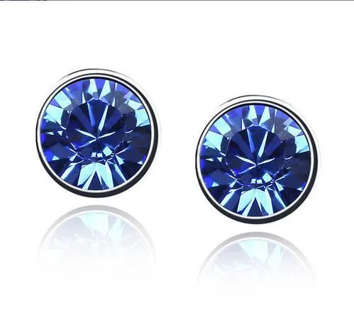 Wholesale 10pairs/Lot Men/Women Cool Stud Earrings Round Cute Austria Crystal 18K Platinum Plated Screw back Piercing Earrings Jewelry