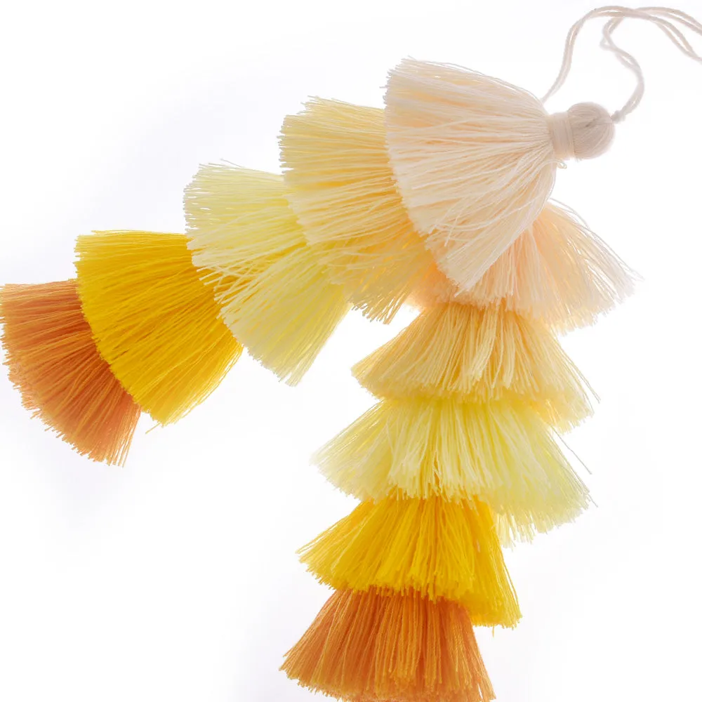 Wholesale Layered Tassel Pendant Five Tier Colorful Cotton Tassel for Earrings pendant handmade 2pcs 10192851