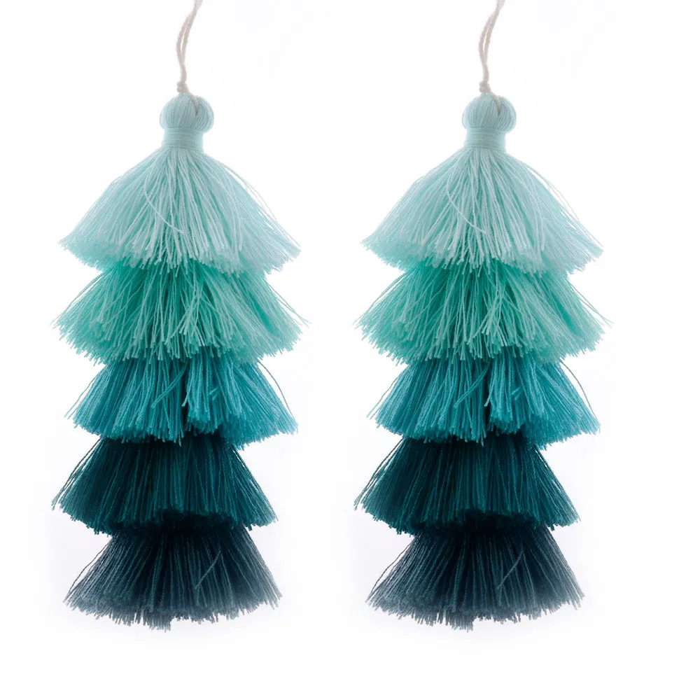 Wholesale Layered Tassel Pendant Five Tier Colorful Cotton Tassel for Earrings pendant handmade 2pcs 10192853