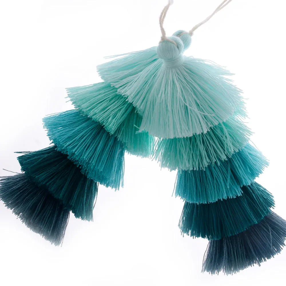 Wholesale Layered Tassel Pendant Five Tier Colorful Cotton Tassel for Earrings pendant handmade 2pcs 10192853