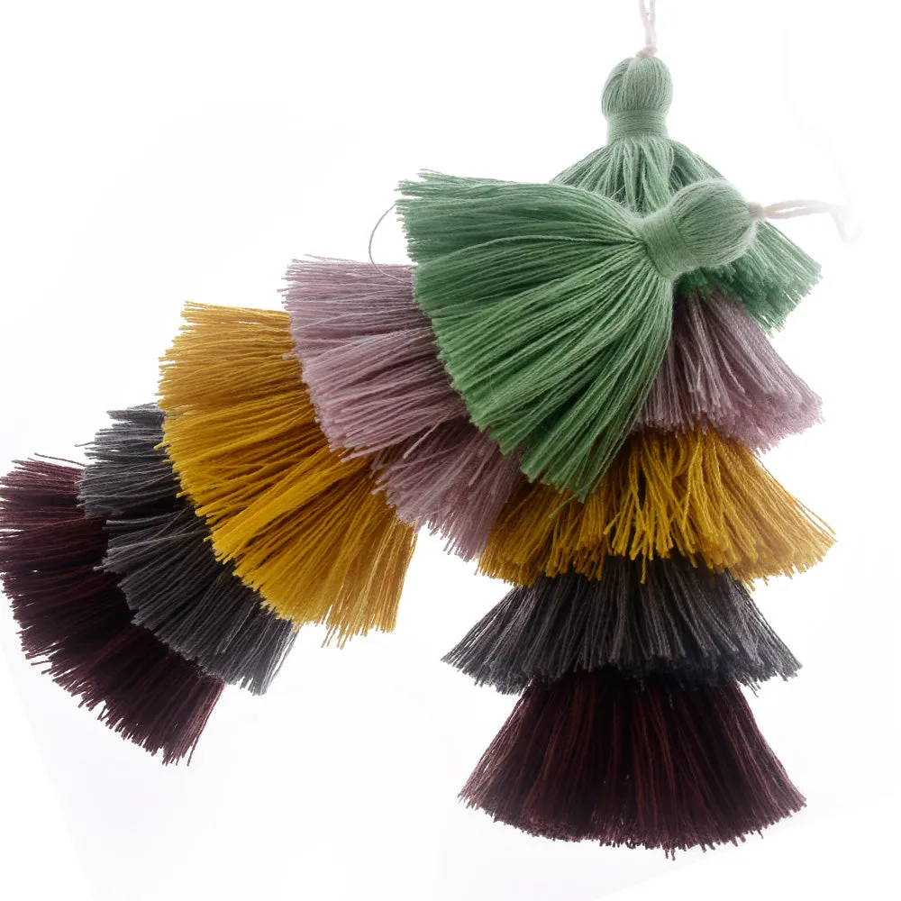 Wholesale Layered Tassel Pendant Five Tier Colorful Cotton Tassel for Earrings pendant handmade 2pcs 10192859