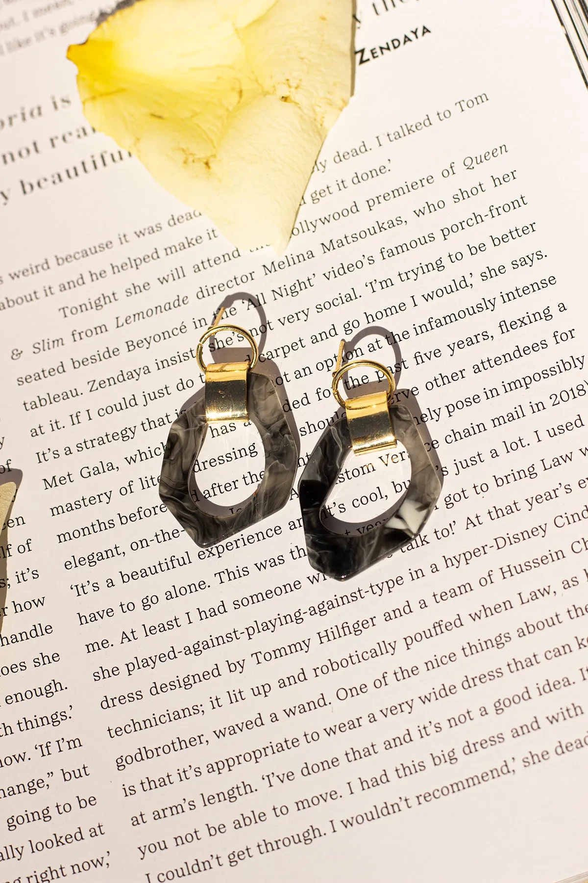 Wiggle Hoop and Gold Bar Drop Earrings