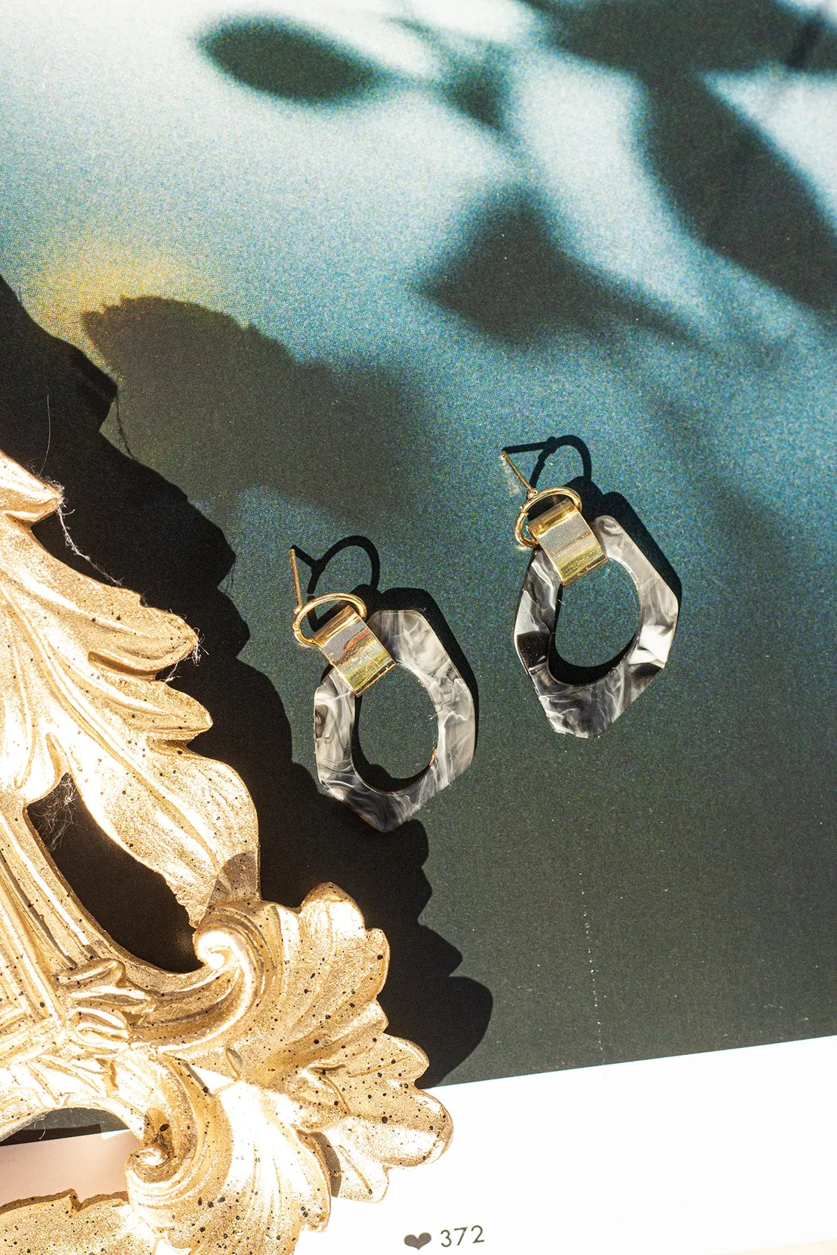 Wiggle Hoop and Gold Bar Drop Earrings