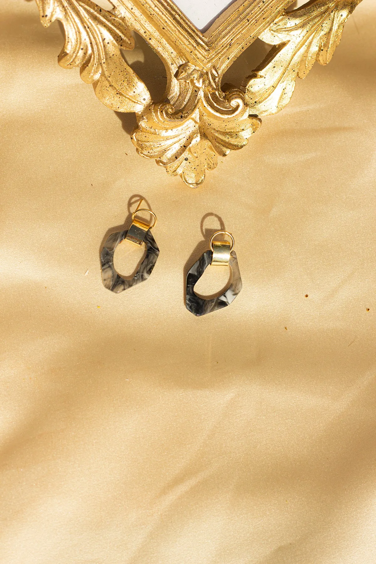 Wiggle Hoop and Gold Bar Drop Earrings
