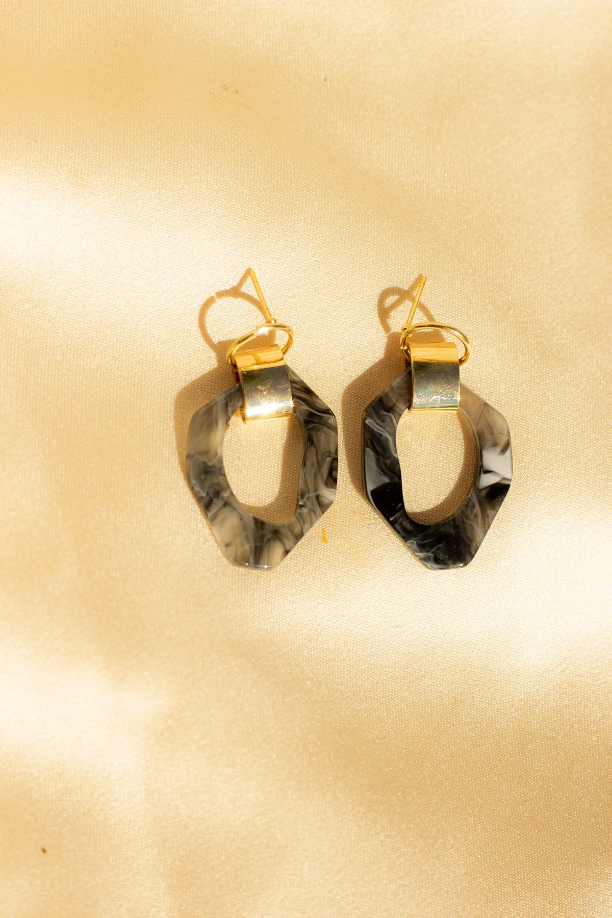 Wiggle Hoop and Gold Bar Drop Earrings