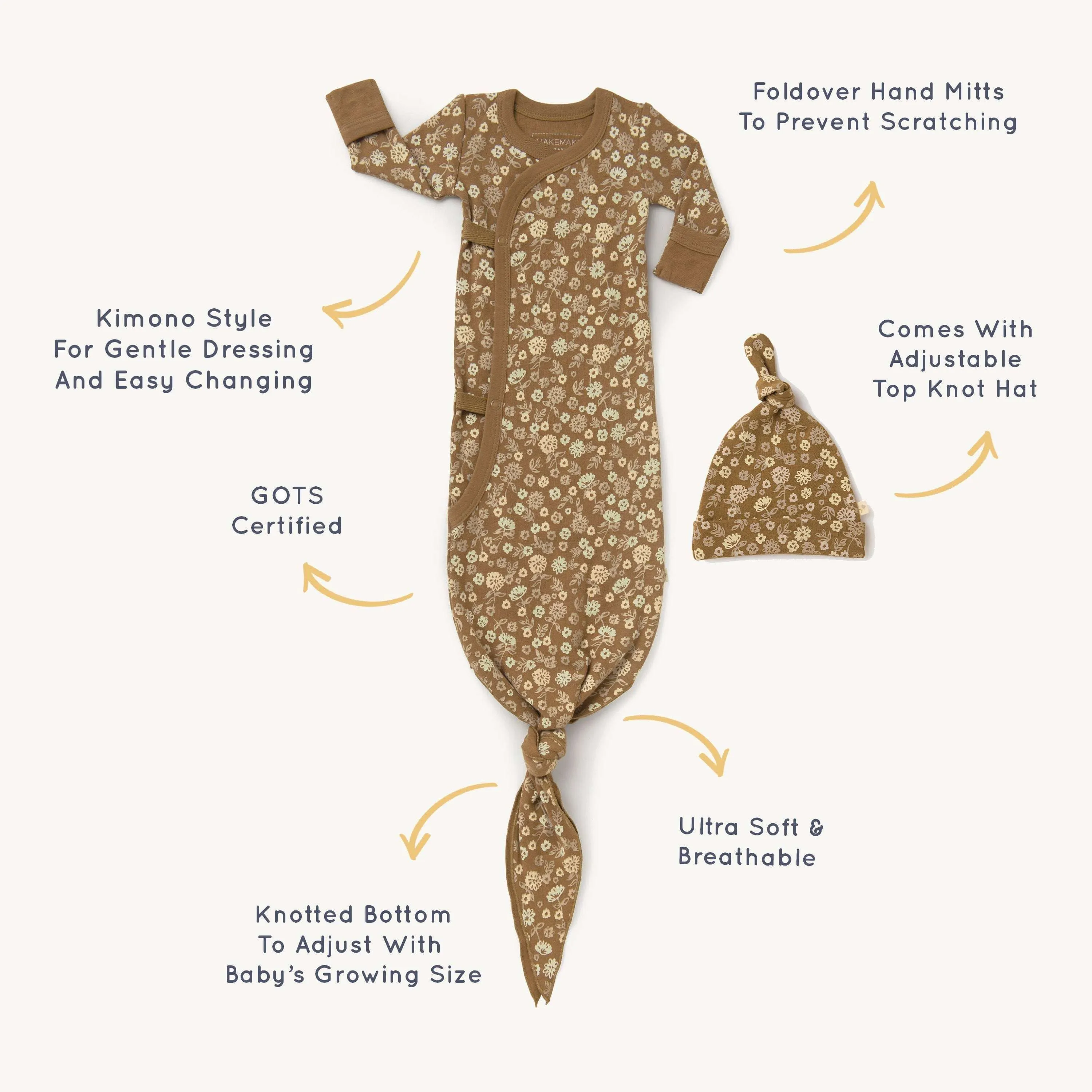 Wildflower | Organic Kimono Knotted Sleep Gown