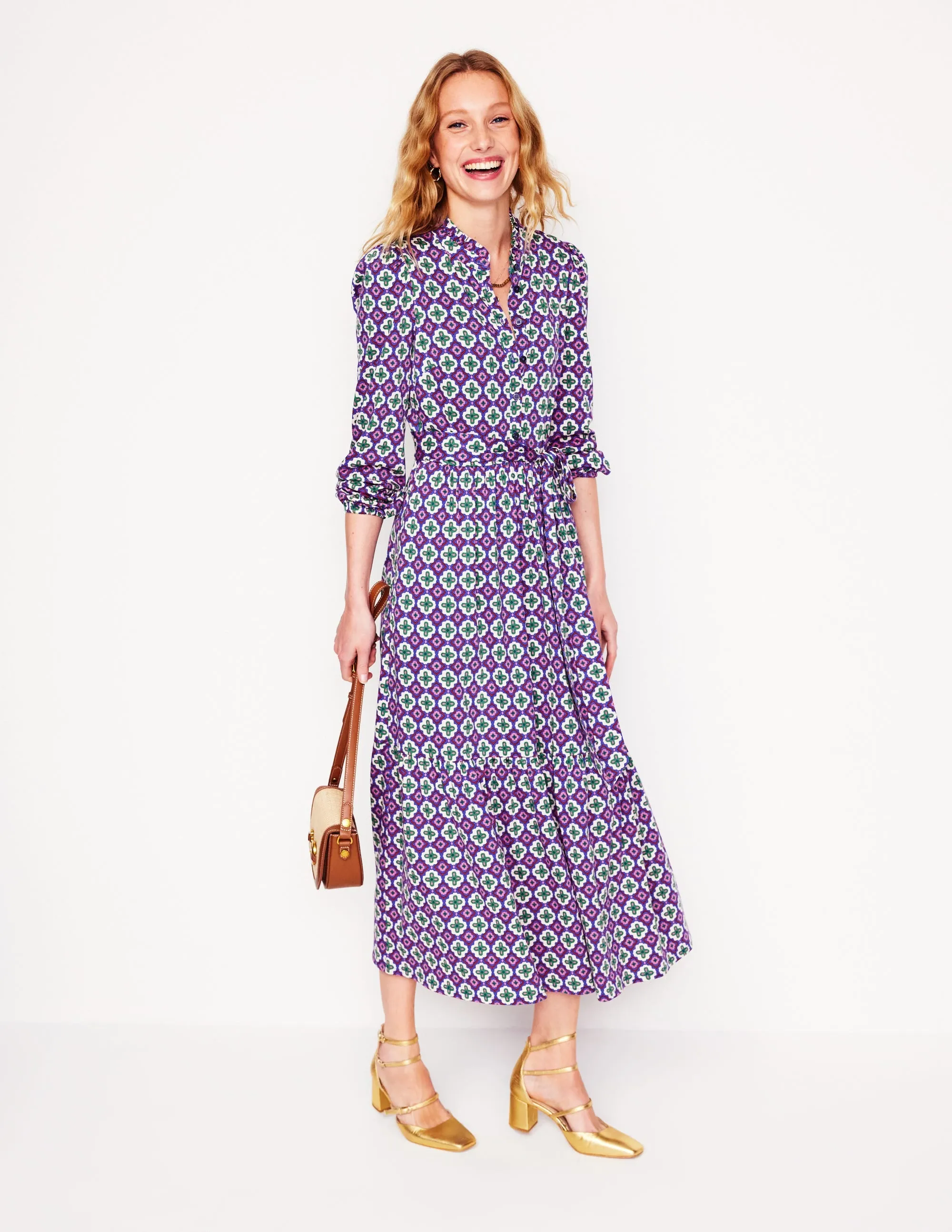 Willow Tiered Jersey Dress-Multi, Moroccan Diamond