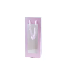 Window Posy Paper Gift Bag Pink Pack 10 (34*13*8cmH)