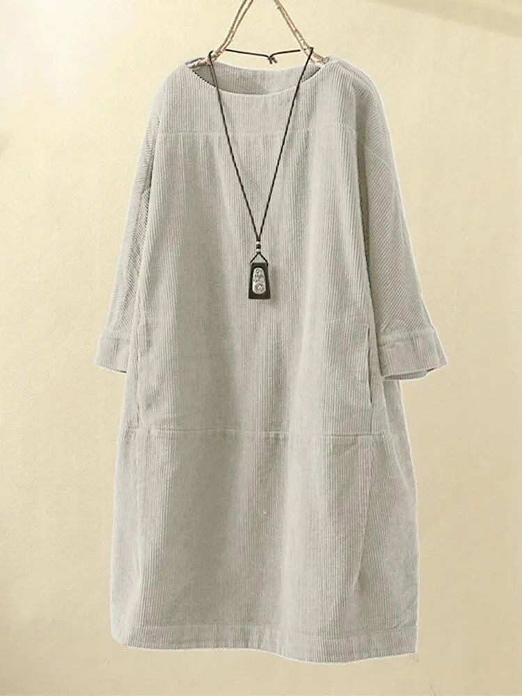 Women Casual Corduroy Fall Dresses