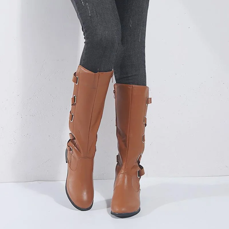 Women Fashion Zipper Straps High Boots