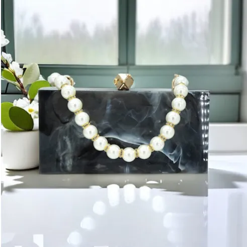 Women Luxury Acrylic Marble Clutch